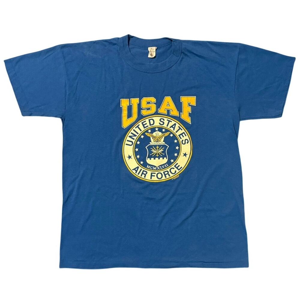 Vintage 90s USAF US Air Force 1991 T-Shirt Adult Men's XL Blue Military Logo